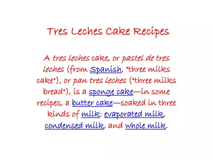 tres leches cake recipes