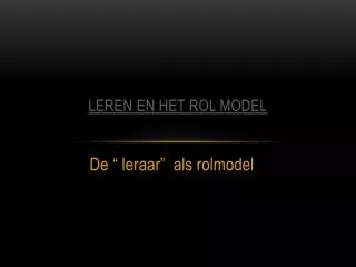 leren en het rol model