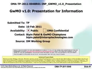 OMA-TP-2011-0048R01-INP_GWMO_v1.0_Presentation GwMO v1.0: Presentation for Information