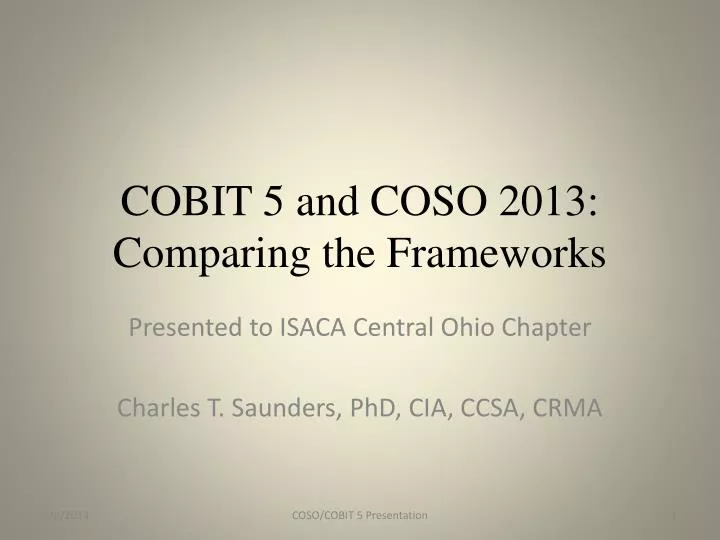 cobit 5 and coso 2013 comparing the frameworks