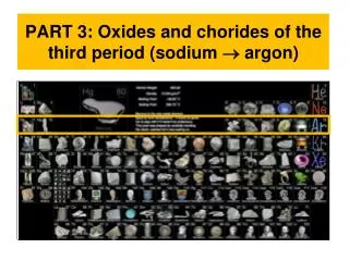 PART 3: Oxides and chorides of the third period (sodium ? argon)