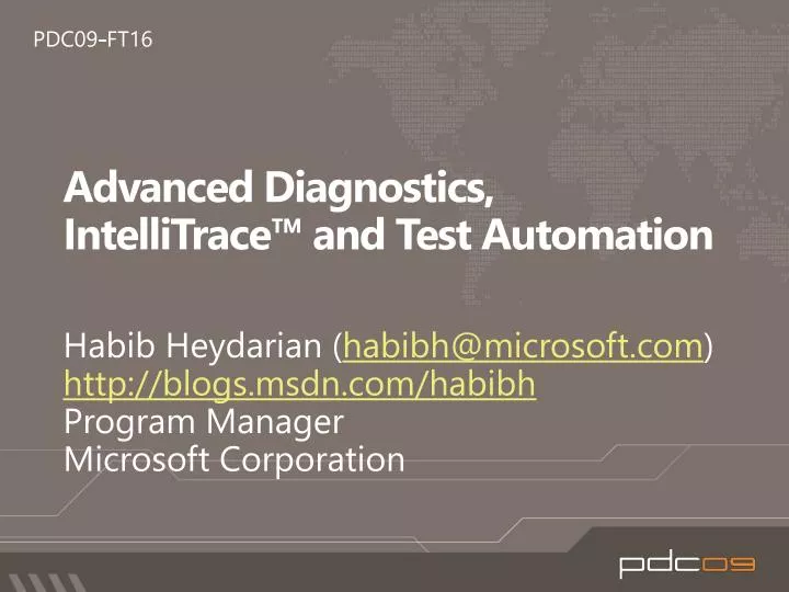 advanced diagnostics intellitrace and test automation