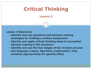 Critical Thinking Lesson 3