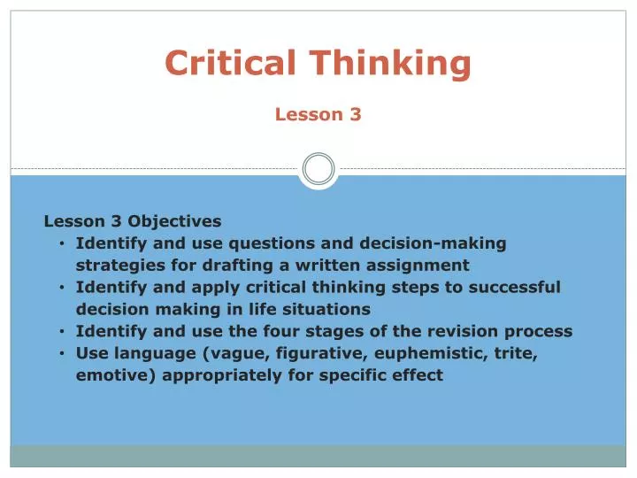 critical thinking lesson 3