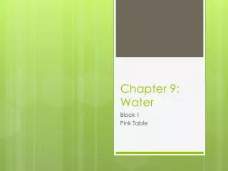 Chapter 9: Water