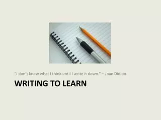 Writing to Learn