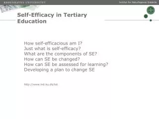 Self- Efficacy in Tertiary Education