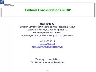 Cultural Considerations in HIP