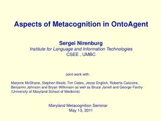 Aspects of Metacognition in OntoAgent