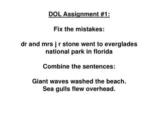 DOL Assignment #1: Fix the mistakes: