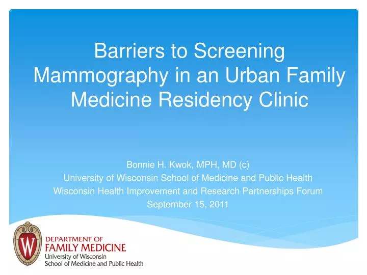 barriers to screening mammography in an urban family medicine residency clinic