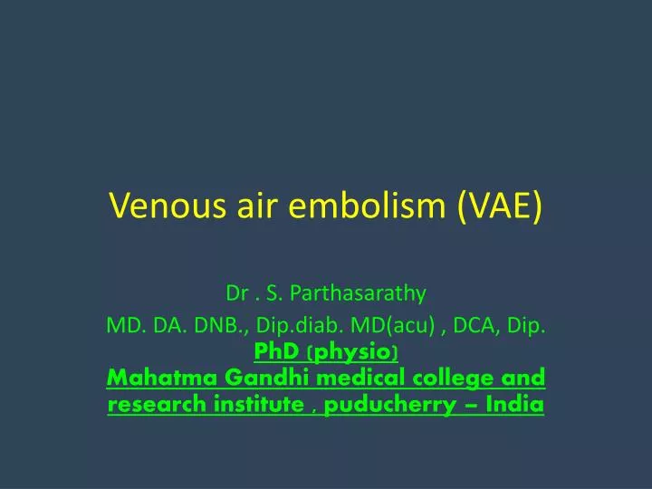 venous air embolism vae