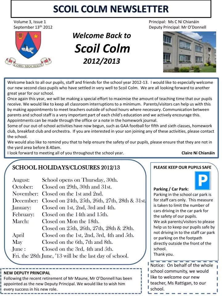 scoil colm newsletter