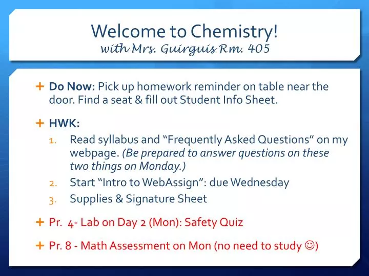 welcome to chemistry with mrs guirguis rm 405