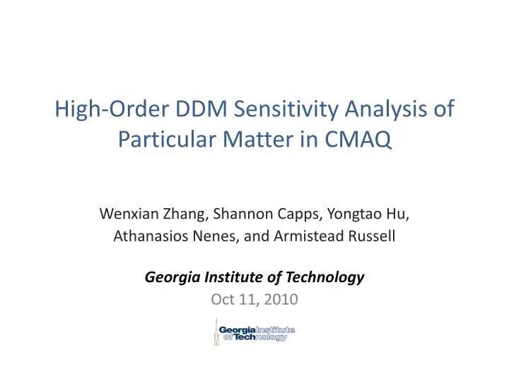 high order ddm sensitivity analysis of particular matter in cmaq
