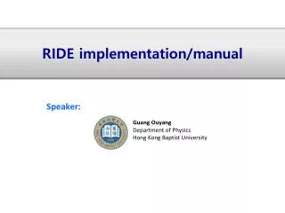 RIDE implementation/manual
