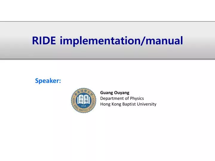 ride implementation manual