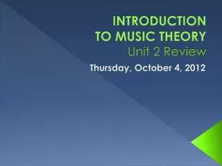 INTRODUCTION TO MUSIC THEORY Unit 2 Review