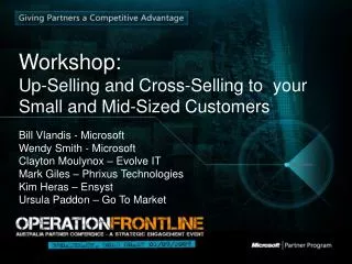 Workshop: Up-Selling and Cross-Selling to your Small and Mid-Sized Customers