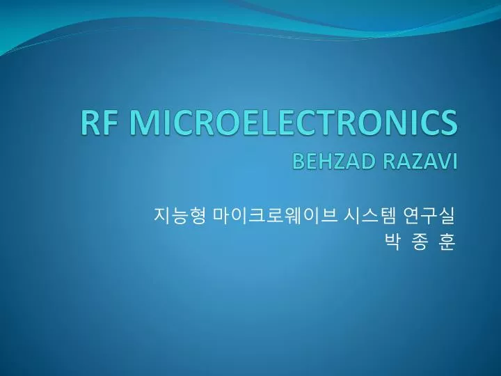 rf microelectronics behzad razavi