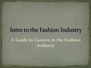 Intro to the Fashion Industry