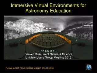 Immersive Virtual Environments for Astronomy Education