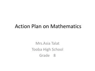 Action Plan on Mathematics