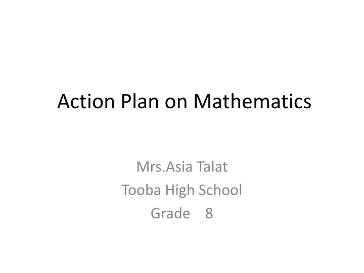 action plan on mathematics
