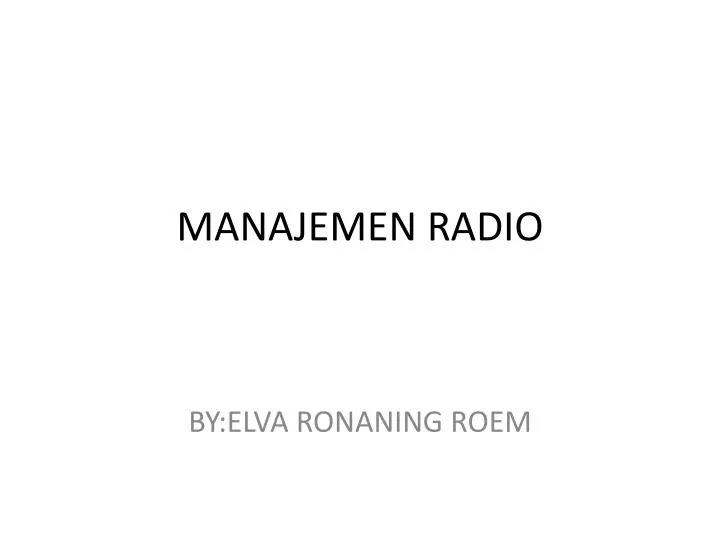 manajemen radio