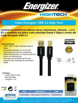 Cable Energizer USB 3.0 High- Tech