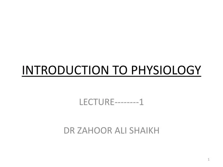 introduction to physiology