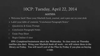 10CP: Tuesday, April 22, 2014