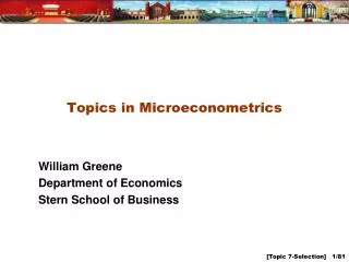 Topics in Microeconometrics