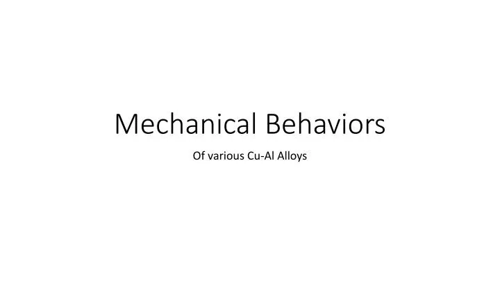 mechanical behaviors