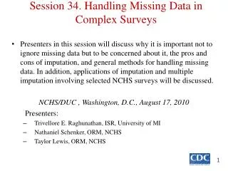 Session 34. Handling Missing Data in Complex Surveys