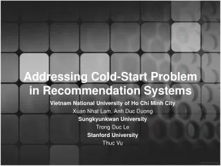 Addressing Cold-Start Problem in Recommendation Systems