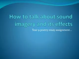 How to talk about sound imagery and its effects