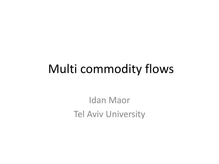 multi commodity flows