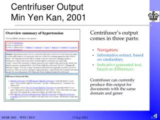 Centrifuser Output Min Yen Kan, 2001