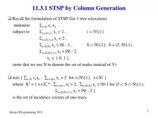 11.3.1 STSP by Column Generation