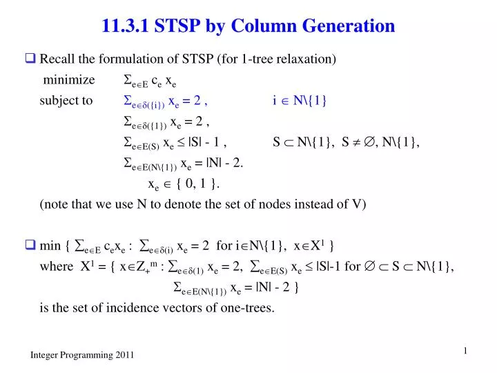 11 3 1 stsp by column generation