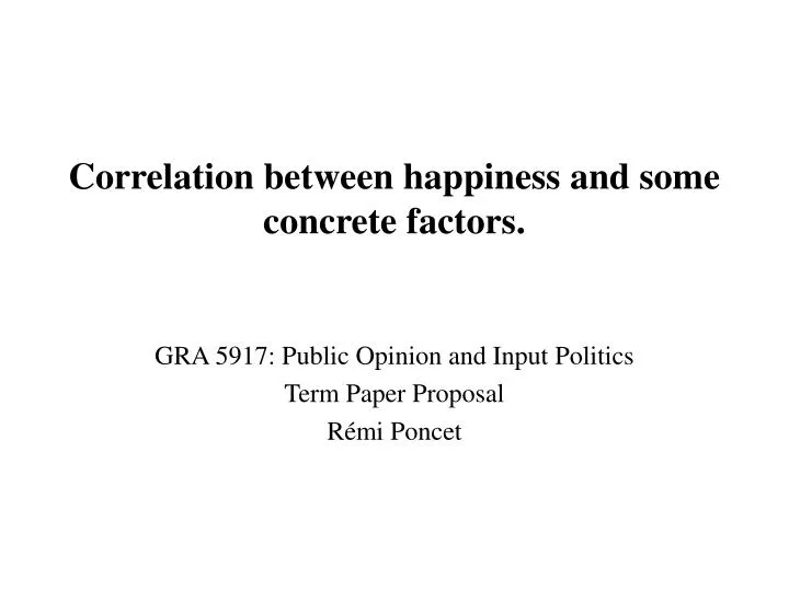 correlation between happiness and some concrete factors