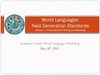 World Languages: Next Generation Standards Session 1: Presentational Writing and Speaking