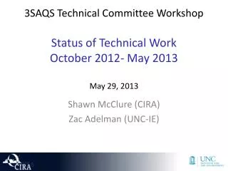 3SAQS Technical Committee Workshop Status of Technical Work October 2012- May 2013 May 29, 2013