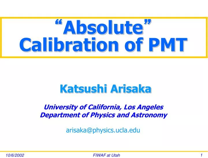 absolute calibration of pmt