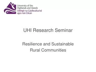 UHI Research Seminar