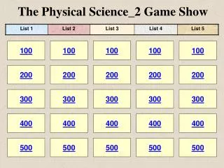 The Physical Science_2 Game Show