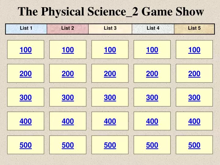 the physical science 2 game show
