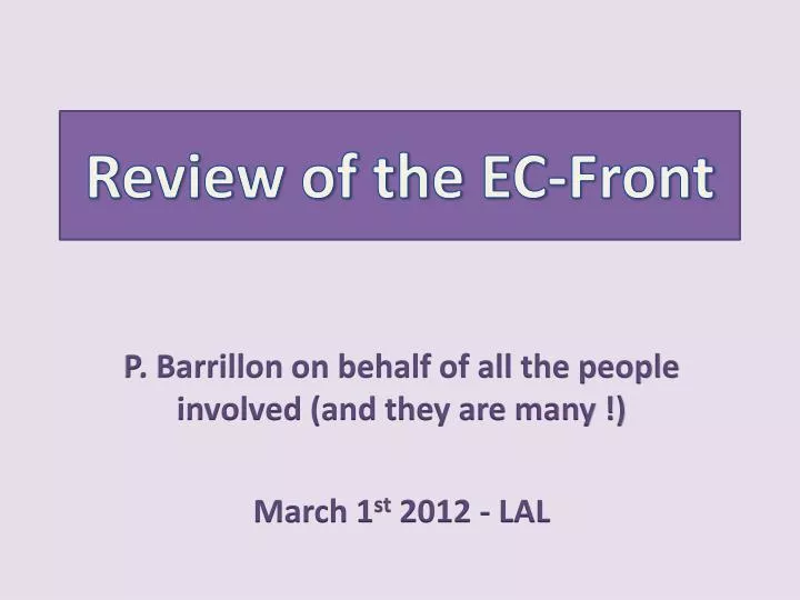 review of the ec front