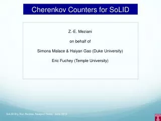 Cherenkov Counters for SoLID